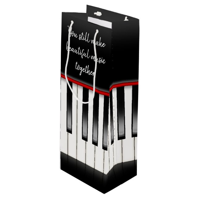 Piano Keys Anniversary Wine Gift Bag (Front Angled)