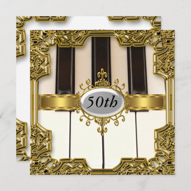 Piano Keys Birthday Party Glamour Hot Invitation (Front/Back)