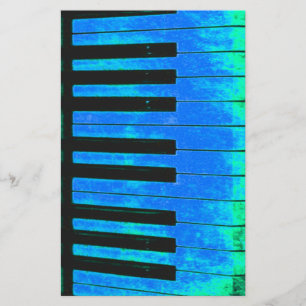 Piano Keys Black and Blue Beautiful and ARTISTIC Stationery