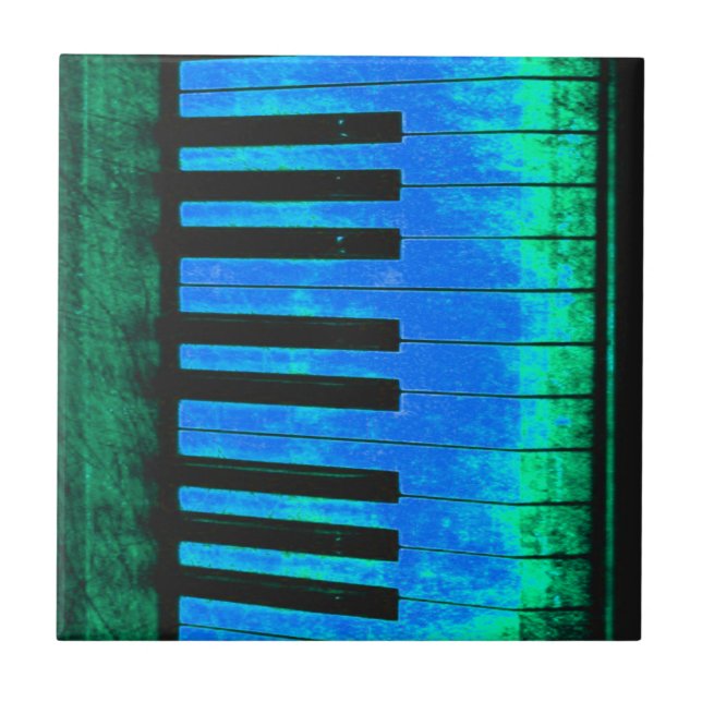 Piano Keys Black and Blue Beautiful and ARTISTIC Tile (Front)
