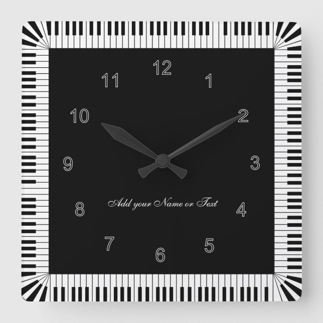 Piano Keys Black and White Funny Square Wall Clock (Front)