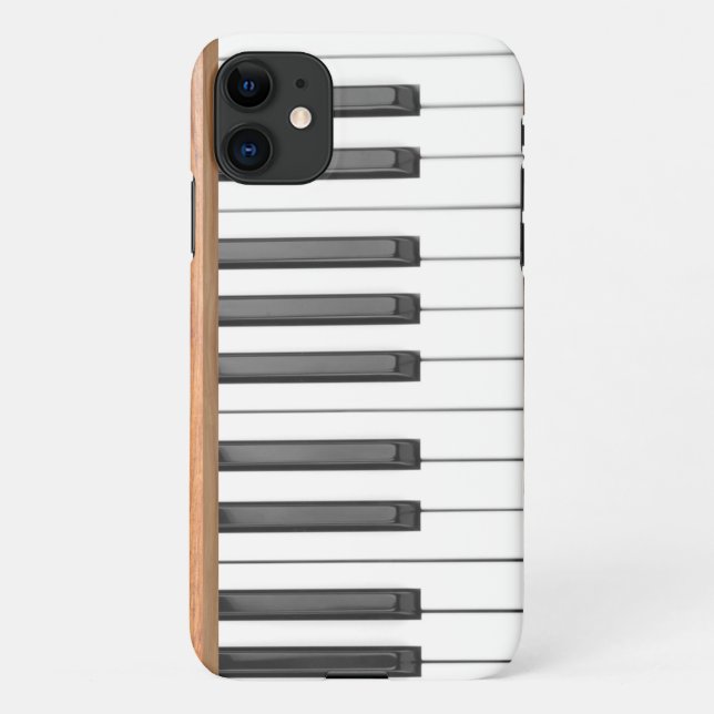Piano Keys Black And White Ivory Light Wood Colour iPhone Case (Back)