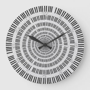 Piano Keys Black and White Large Clock