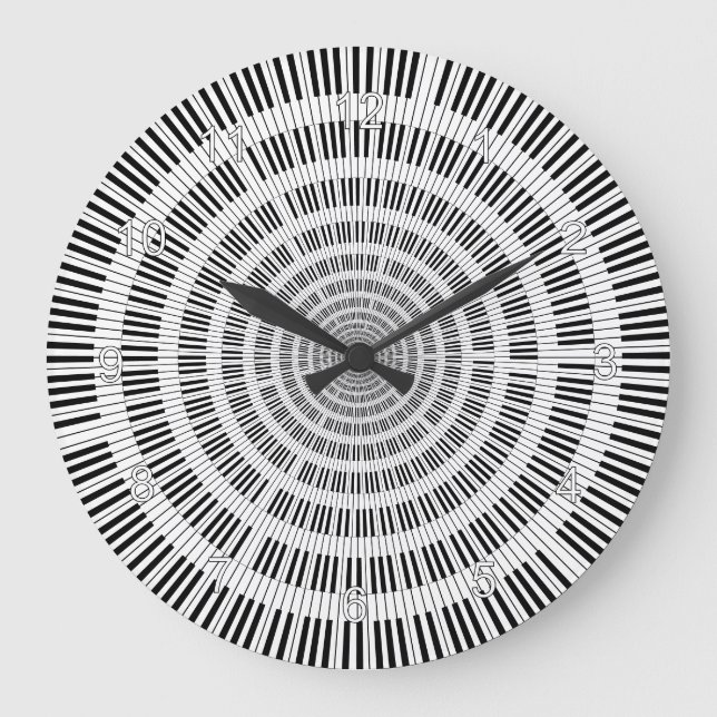 Piano Keys Black and White Large Clock (Front)