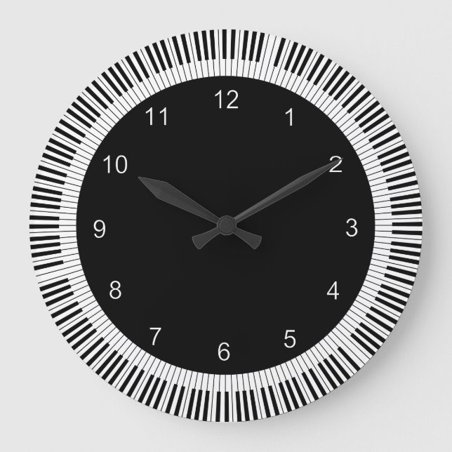 Piano Keys Black and White Large Clock (Front)