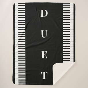 Piano Keys Black and White Music Themed Sherpa Blanket
