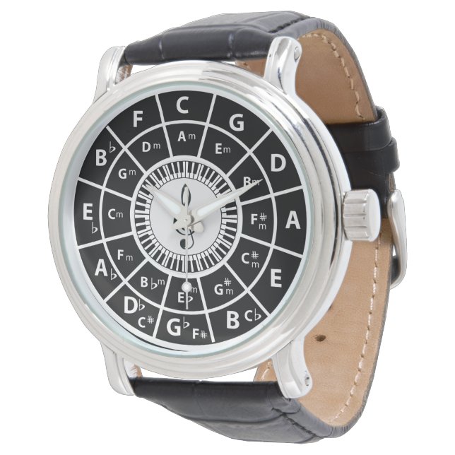 Piano Keys Circle of Fifths Trebele clef Watch (Angled)