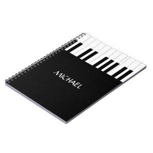 PIANO KEYS DESIGN NAME MUSIC LOVER  NOTEBOOK