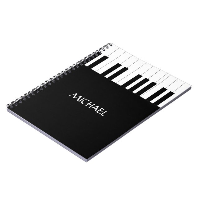 PIANO KEYS DESIGN NAME MUSIC LOVER  NOTEBOOK (Left Side)