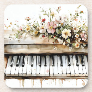 Piano Keys Floral Bouquet Coaster
