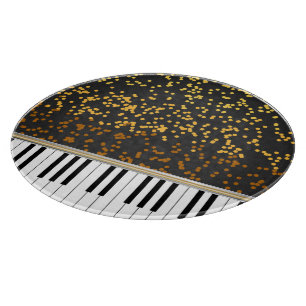 Piano Keys Gold Polka Dots Pattern Cutting Board