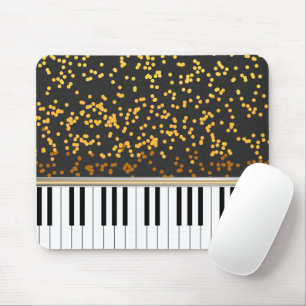 Piano Keys Gold Polka Dots Pattern Mouse Pad