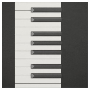 Piano Keys in Medium Scale on Black Fabric