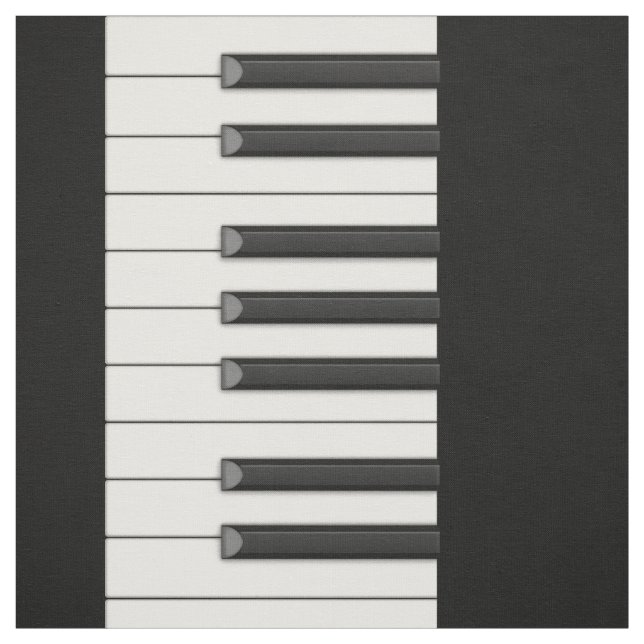Piano Keys in Medium Scale on Black Fabric (Swatch)