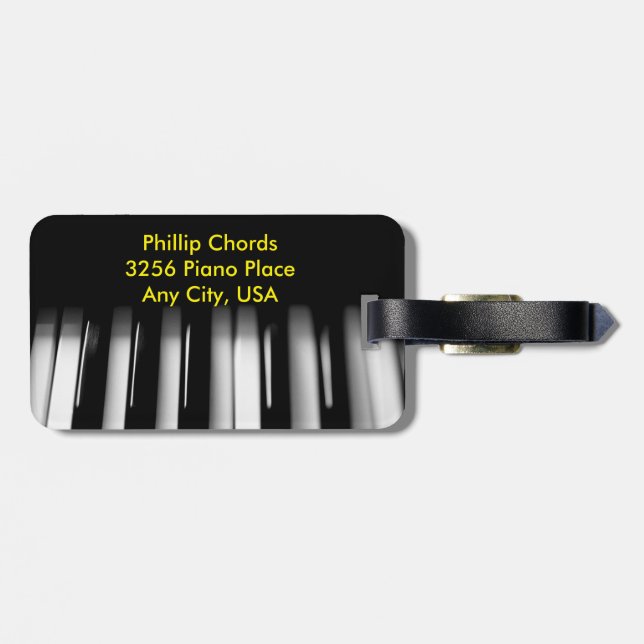 Piano Keys Luggage Tag With Strap (Back Horizontal)