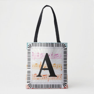 Piano Keys Monogram Pianist Piano Player Tote Bag