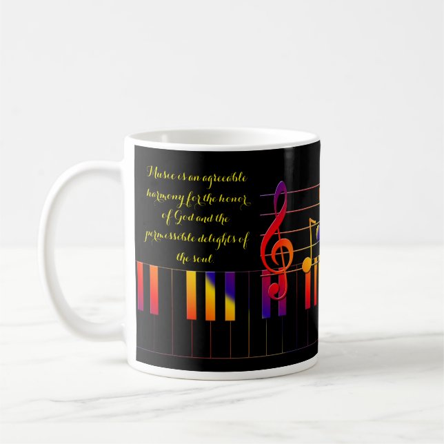 Piano Keys, Music Notes & Bach Quote Coffee Mug (Left)
