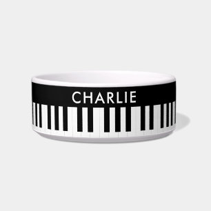 Piano Keys Music Pattern Custom Name Pet Dog Bowl