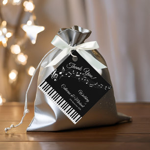 Piano Keys Musical Notes Black & White Wedding Favour Tags