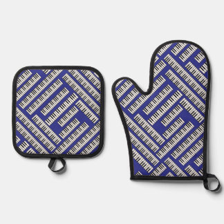 Piano Keys Oven Mitt & Pot Holder Set