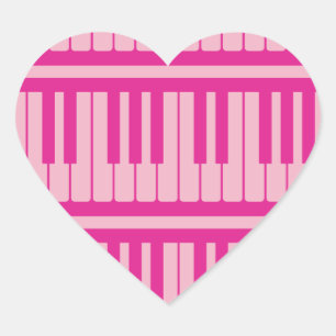Piano Keys Pink Magenta Pattern Heart Sticker
