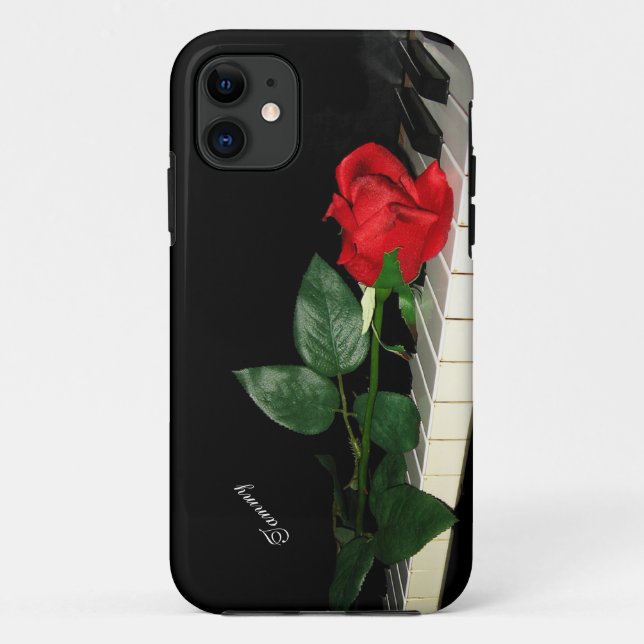 Piano Keys & Red Rose Case-Mate iPhone Case (Back)