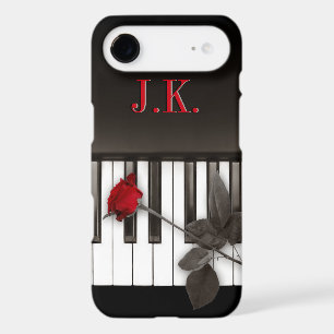 Piano Keys Red Rose Music Monogram