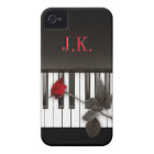 Piano Keys Red Rose Music Monogram