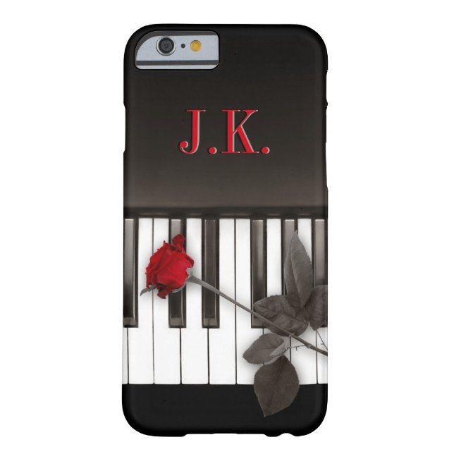 Piano Keys Red Rose Music Monogram Case-Mate iPhone Case (Back)