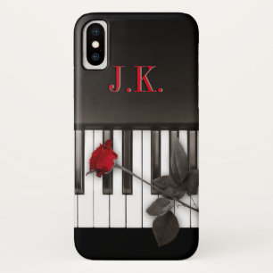 Piano Keys Red Rose Music Monogram iPhone5 case