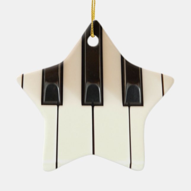 Piano Keys Star Ceramic Tree Decoration (Front)