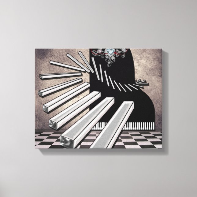 Piano Keys Surreal Music Fantasy Canvas Print (Front)