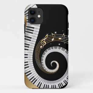 Piano Keys Swirled with Gold Musical Notes Case-Mate iPhone Case