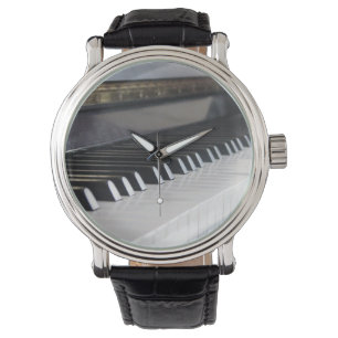 Piano keys watch with black strap