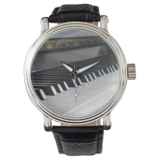 Piano keys watch with black strap