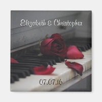 Piano Keys with a Red Rose Wedding