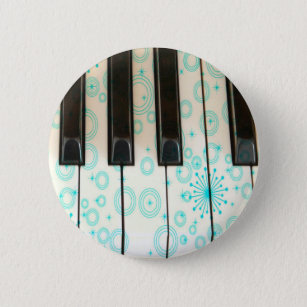Piano Keys with Aqua Circles 6 Cm Round Badge