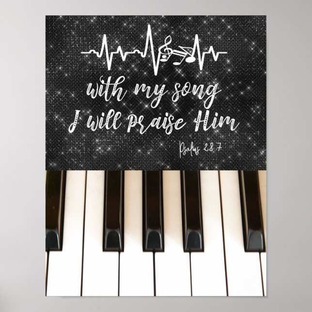 Piano Keys with Psalms Bible Verse Poster (Front)