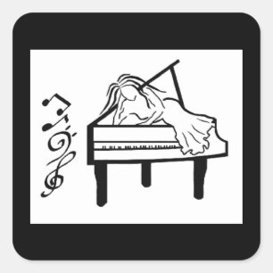 Piano Lady Square Sticker