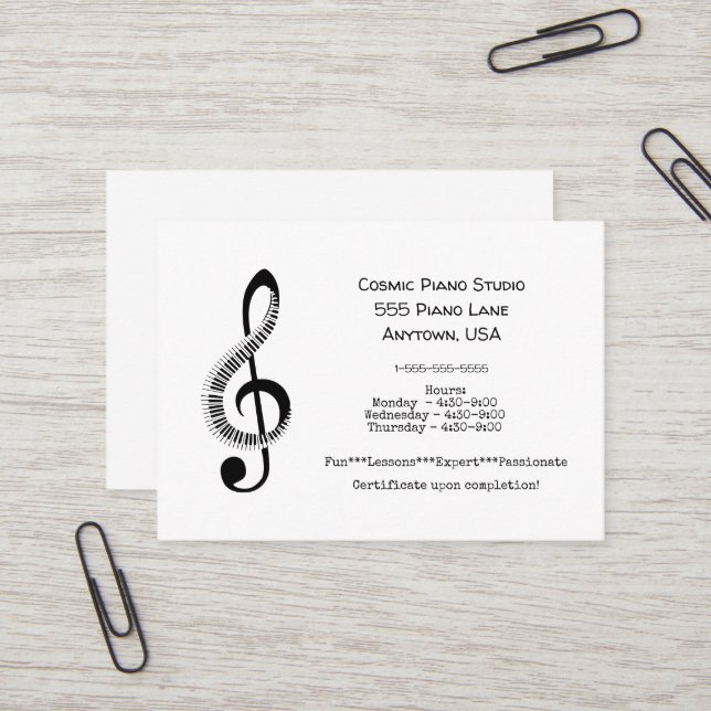 Piano Lesson Business Card (Front/Back In Situ)