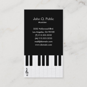 Piano Lesson Teacher Tutor Business Card