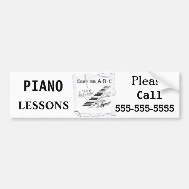 Piano Lessons - Customisable Bumper Sticker (Front)