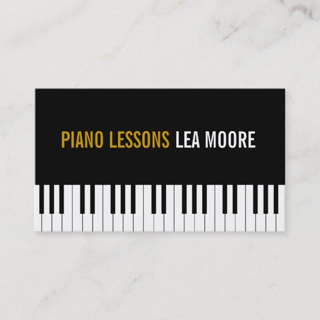 Piano Lessons Music Instructor Business Card (Front)
