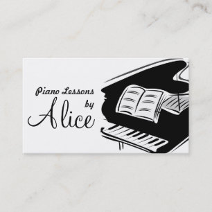 Piano Lessons, Music Instructor Business Card