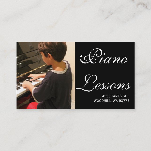 Piano Lessons, Music, Instruments Business Card (Front)