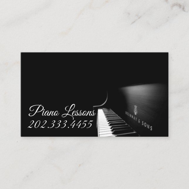 Piano Lessons, Music, Instruments Business Card (Front)