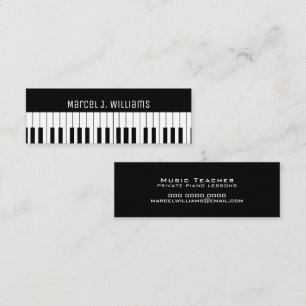 Piano Lessons Music Teacher Black Mini Business Card