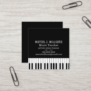 Piano Lessons Music Teacher blackandwhite Square Business Card