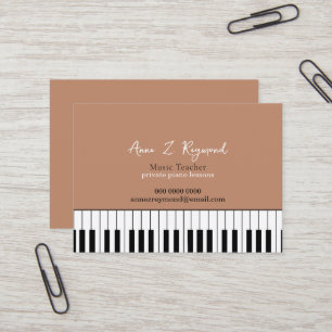 Piano Lessons Music Teacher boho brown Business Card