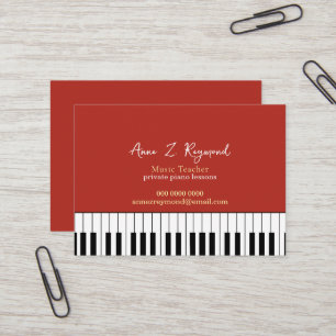 Piano Lessons Music Teacher brick-red Business Card